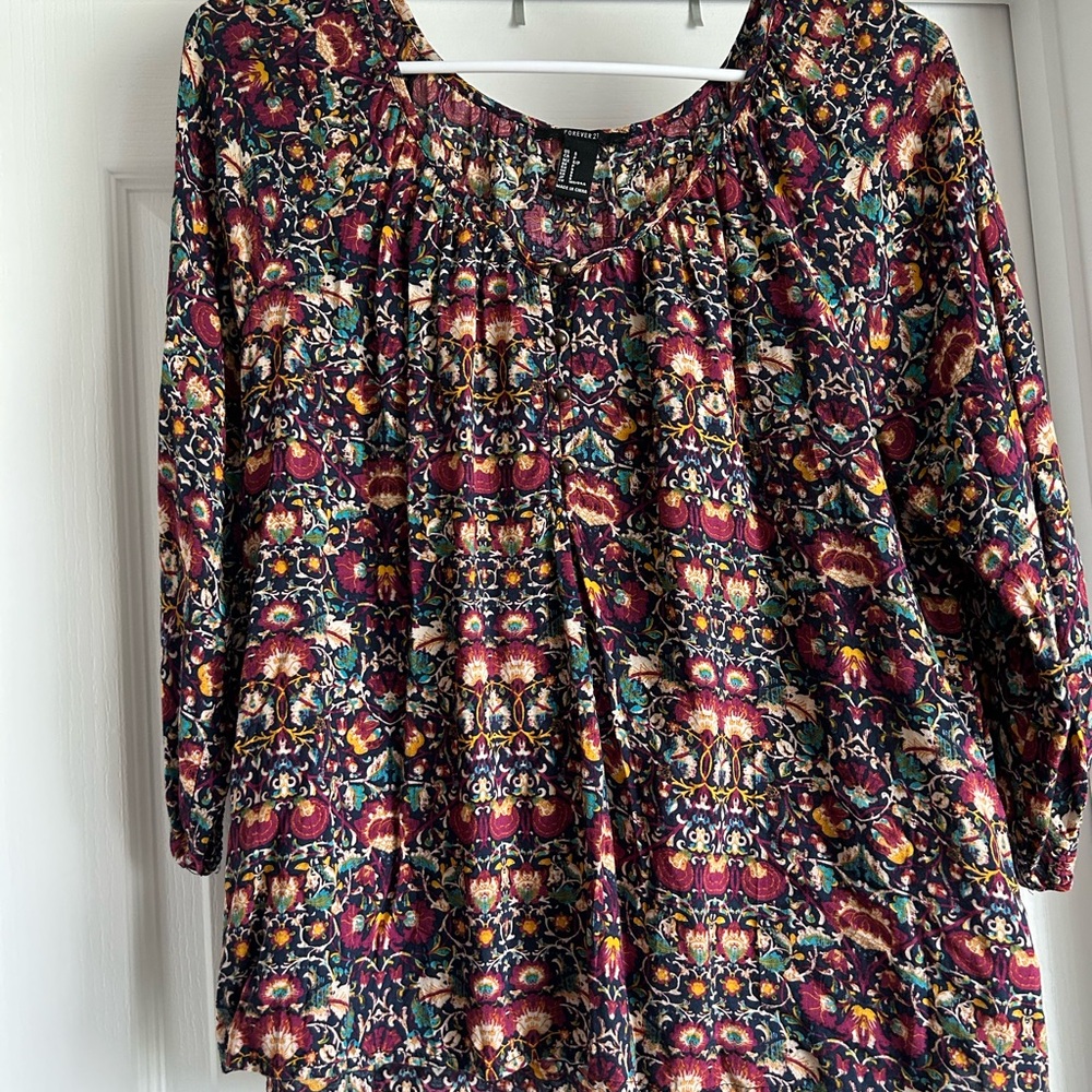 Floral Multicolor Peasant Blouse